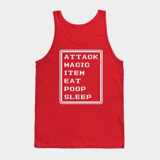 Final Fantasy Battle Menu Eat Poop Sleep Red Mage Version Tank Top